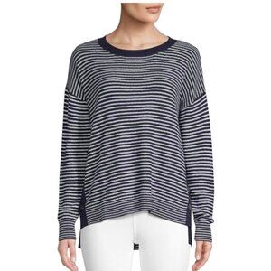 Lord & Taylor Striped Stitch Button-Slit Sweater